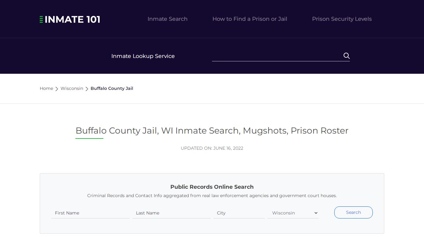 Buffalo County Jail, WI Inmate Search, Mugshots, Prison Roster